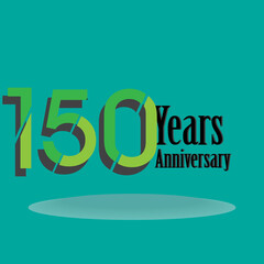 150 Year Anniversary Celebration Green Color Vector Template Design Illustration
