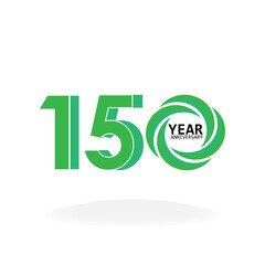 150 Year Anniversary Celebration Green Color Vector Template Design Illustration