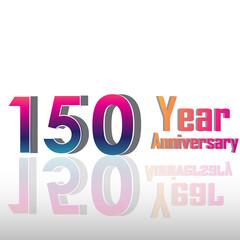 150 Year Anniversary Celebration Rainbow Color Vector Template Design Illustration