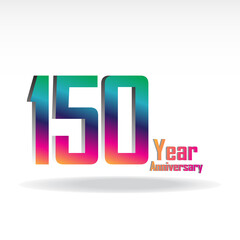 150 Year Anniversary Celebration Rainbow Color Vector Template Design Illustration