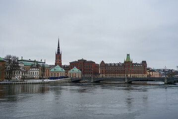 Fototapeta na wymiar View of Stockholm on a cold winter day