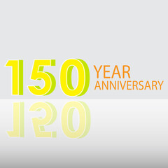 150 Year Anniversary Celebration Yellow Color Vector Template Design Illustration
