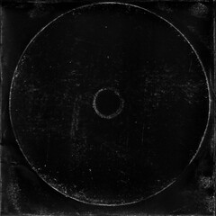 cd mark texture on paper for old cover art. grungy frame in black background. can be used to...