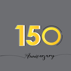 150 Year Anniversary Celebration Yellow Color Vector Template Design Illustration
