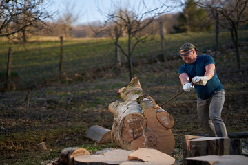 Lumberjack using crowbar