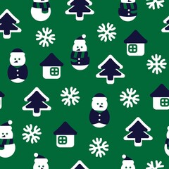 Fototapeta na wymiar Christmas Snowman seamless pattern design