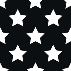 Seamless Vector background pattern with stars. Minimalistic black and white design for textile or wallpaper