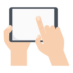 hand touches the screen of the mobile device