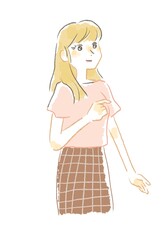 優しいタッチの指示を出す女性のイラスト