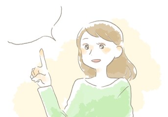 優しいタッチのお話をする女性のイラスト