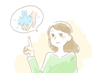 手洗いを勧める女性のイラスト