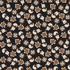 Brown Christmas Snowman seamless pattern design