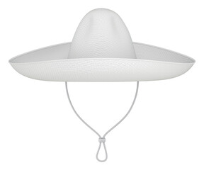 Clay render of mexican sombrero hat isolated on white background - 3D illustration