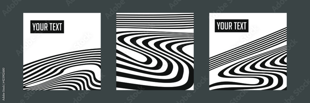 Wall mural Black and white optical iilusion. Creative vector background with lines