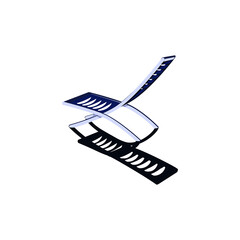 Vector illustration of a deck chair in isometric proportion. Back view. Summer beach vacation by the sea