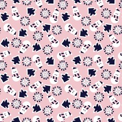Pastel Christmas Snowman seamless pattern design