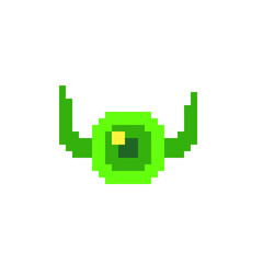 Bacteria cartoon pixel art character. Bacterium or microbe sign. Micro organisms, virus, germs and bacilli. Medicine infection symbol.  Isolated vector illustration. Design for logo, app, sticker.