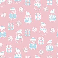 Pastel Christmas Snowman seamless pattern design