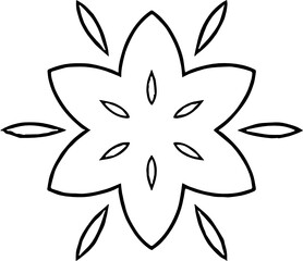 Hand Drawing Abstract Flower Vector By Hand Drawing.White Daisy Flower Star Shape Isolated. Circle Pattern Petal Flower Of Mandala With Black And White, Hand Drawn Pattern, Flower Pattern.