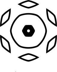 Hand Drawing Abstract Flower Vector By Hand Drawing.White Daisy Flower Star Shape Isolated. Circle Pattern Petal Flower Of Mandala With Black And White, Hand Drawn Pattern, Flower Pattern.