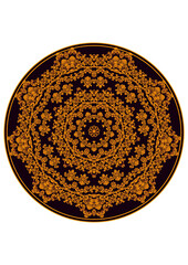 classical Mandala, rosette, eight-pointed star, set of Ornamental vector rosettes, snowflakes gold on burgundy background