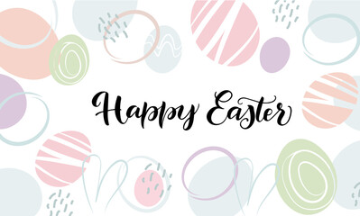 Happy easter. Vector lettering illustration. Happy Easter text as an Easter logo, icon and icon. Drawn Sunday greeting card, greeting card, invitation, poster, banner lettering typography template.