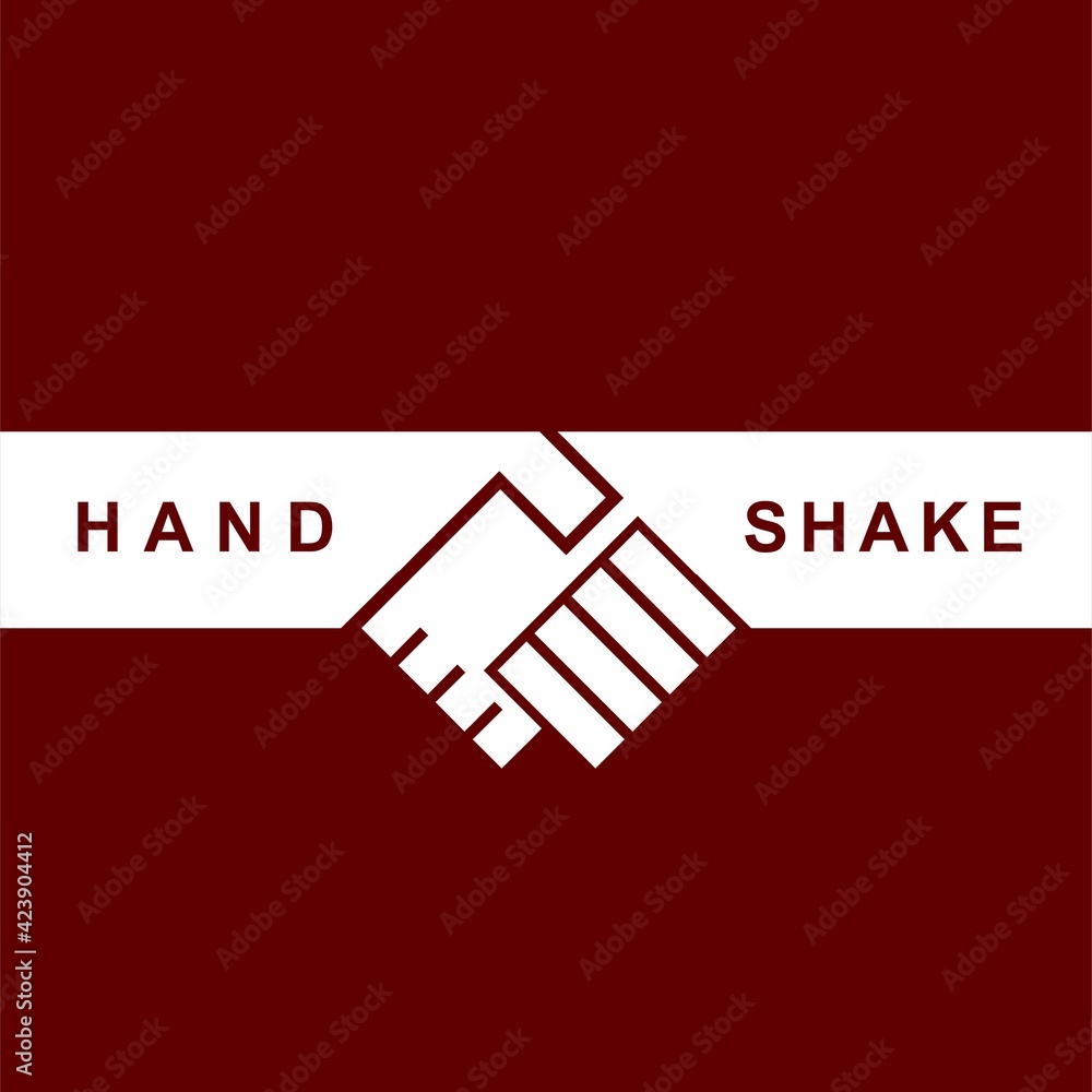 Wall mural handshake geometric concept, handshake template logo