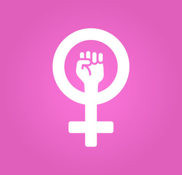 Woman symbol, feminism power, female gender with fist inside for feminist activist icon vector illustration.