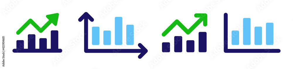 Aufkleber Growth of increasing graphs. Data analytics with bar chart icon vector illustration.