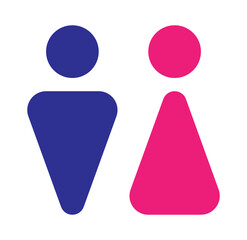 Blue man and pink woman icon symbol on washroom, toilet, WC vector illustration.