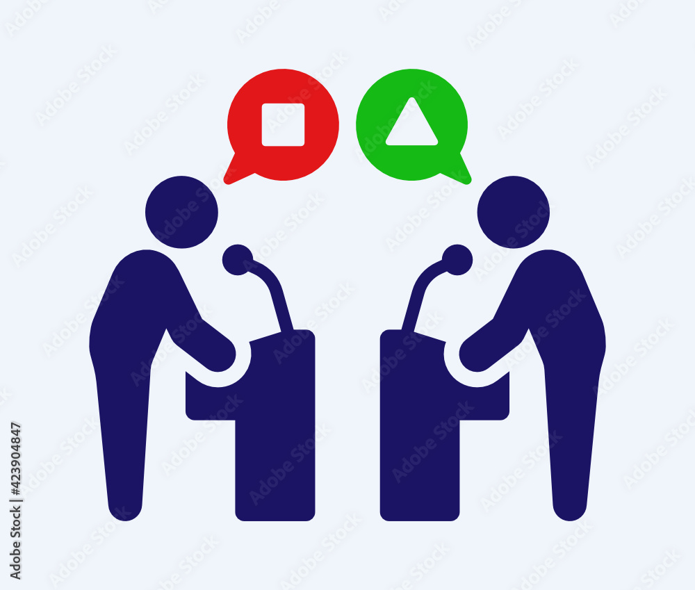 Poster politics debate different idea with speech bubble icon vector illustration isolate on white backgrou