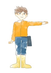 優しいタッチの作業服を着て仕事をする人