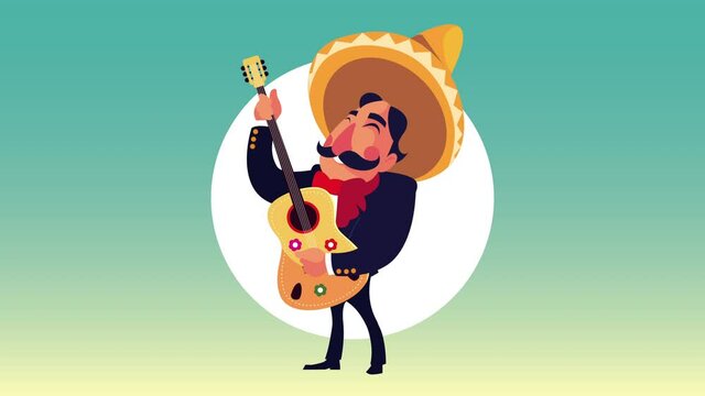 mexican mariachi playing guitar character