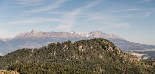 Vysoke Tatry mountains from forest glade above Janska dolina valley in Nizke Tatry mountains in Slovakia © honza28683