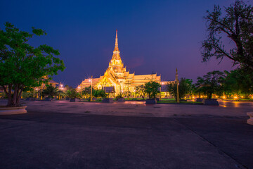 Background of one of the religious sites in Thailand (Wat Sothon Wararam Worawihan) in Chachoengsao, tourists always come to make merit.