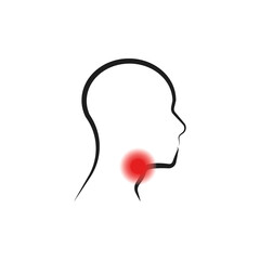 Sore throat with corona virus. Vector illustration. Medicine packaging icon