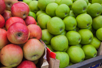 organic apples ready for sale at local farmers market
