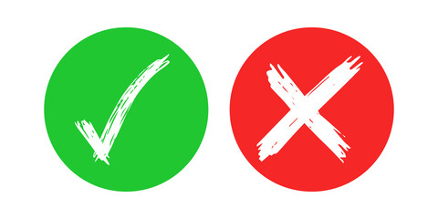 Obraz premium Hand drawn check and cross sign elements