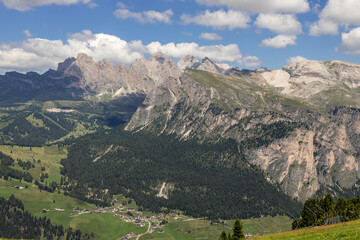 Fototapeta na wymiar View of the Dolomites near Selva, South Tyrol, Italy