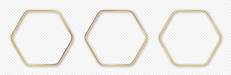 Gold glowing rounded hexagon frame