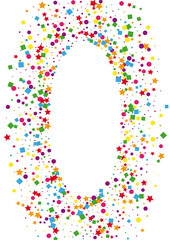 Purple Fun Circle Decoration. Falling Star Illustration. Orange Square Background. Frame Dot Background. Green Flying Confetti.