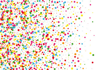 Blue Dot Carnival Illustration. Circle Festive Texture. Red Splash Round. Multicolored Happy Confetti Background.