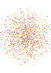 Multicolored Dot Fall Background. Confetti Top Texture. Yellow Sale Circle. Orange Dust Round Illustration.