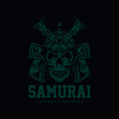 Samurai Japanese Warrior Skull. illustration. Vector