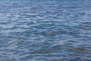 Naklejka premium Sea surface with small waves, in blue and turquoise color tones
