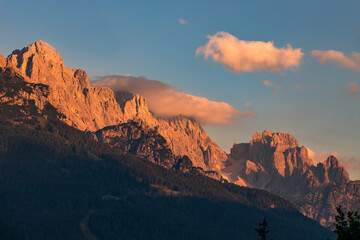 Naklejka premium Sunrise in the Dolomites at Candide, Veneto, Italy