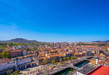 Fototapeta na wymiar Aerial view of the Errenteria city skyline from above. Gipuzkoa, Basque Country. Spain