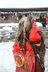 Moscow Maslenitsa Festival. Traditional national celebration in russian folk style. Slavic...