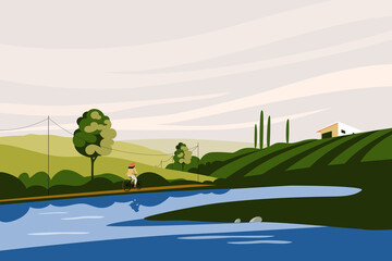 Woman cycling in the countryside