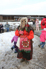Moscow Maslenitsa Festival. Traditional national celebration in russian folk style. Slavic...